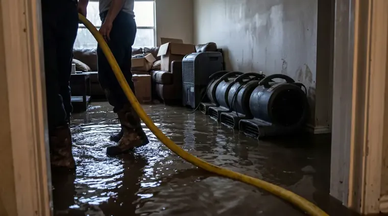 Air movers drying a floor after a water loss in Santee, CA