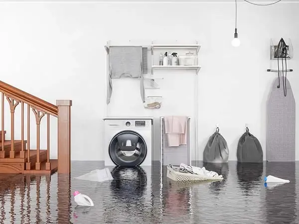An appliance supply line leak flooding a Santee, CA laundry room